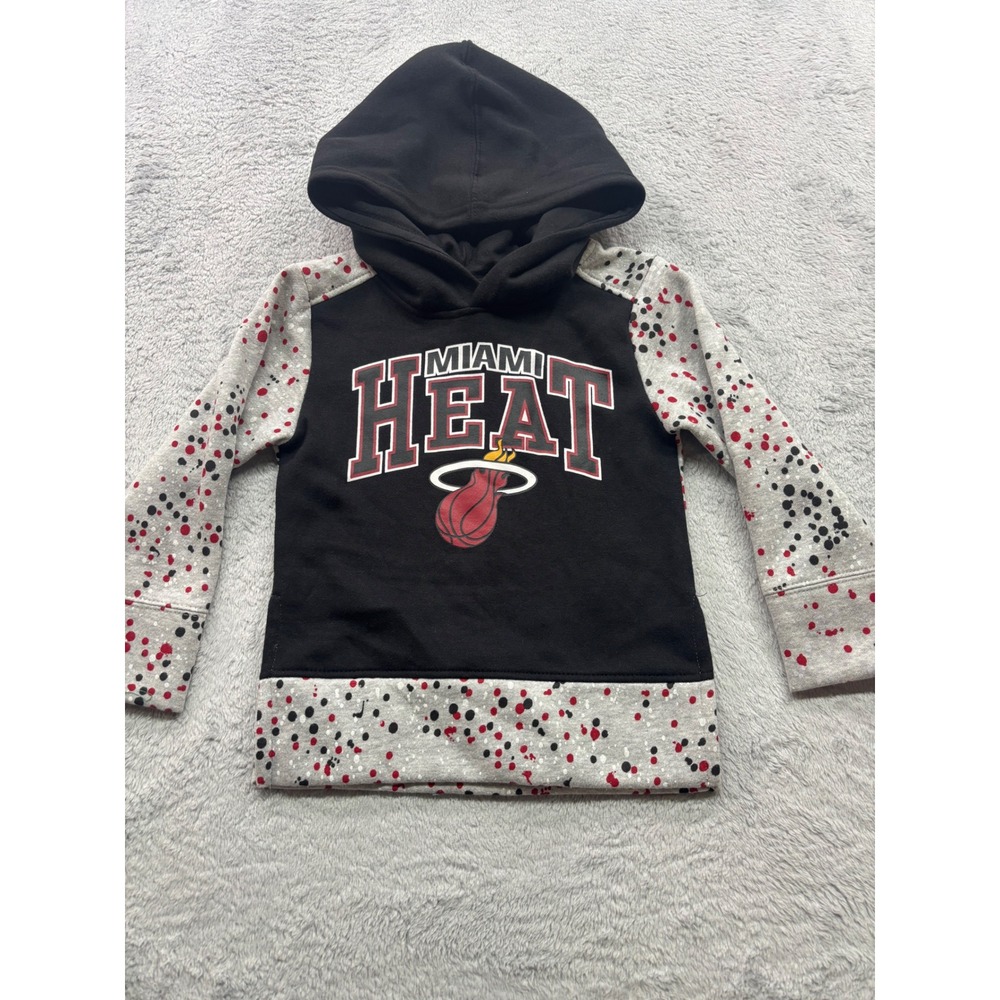 Miami Heat NBA Basketball Hoodie Sweatshirt‎ Girls Size XS 4/5 Black Red Gray